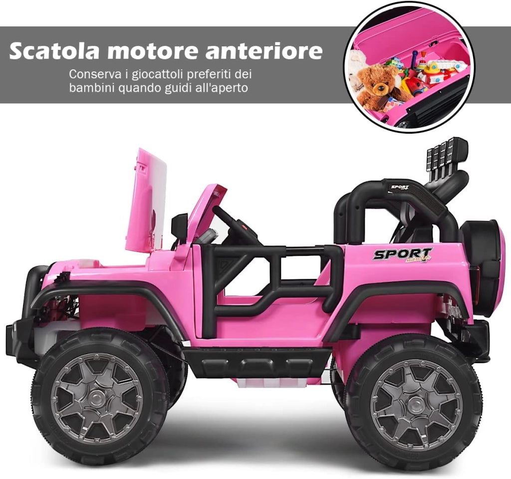Auto Macchina Elettrica per Bambini 12V, Veicolo Elettrico a Batteria a 2 Posti, con Telecomando 2,4 G, Porta USB e AUX, per Bambini 3+ Anni (Rosa)