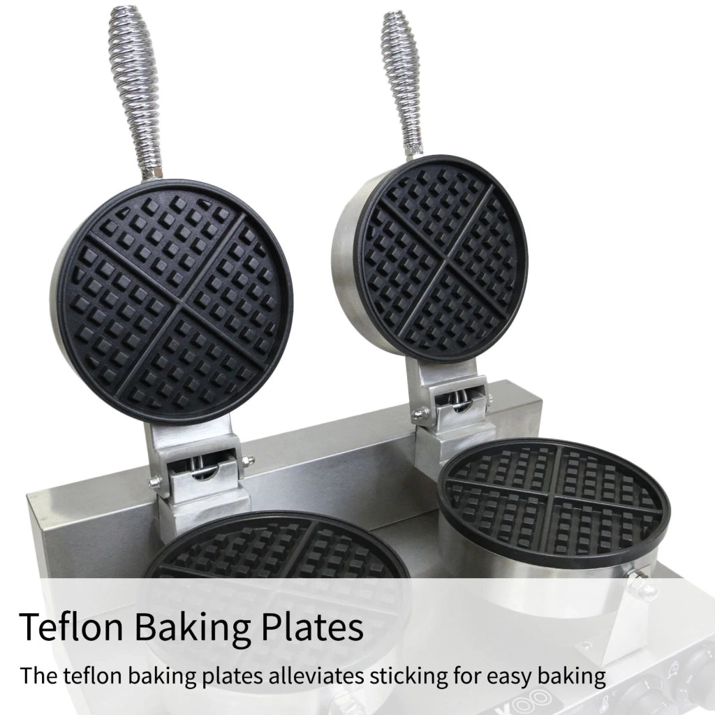Piastra Doppia per Waffle e Cialde Belga Professionale Antiaderente 220V 1000W