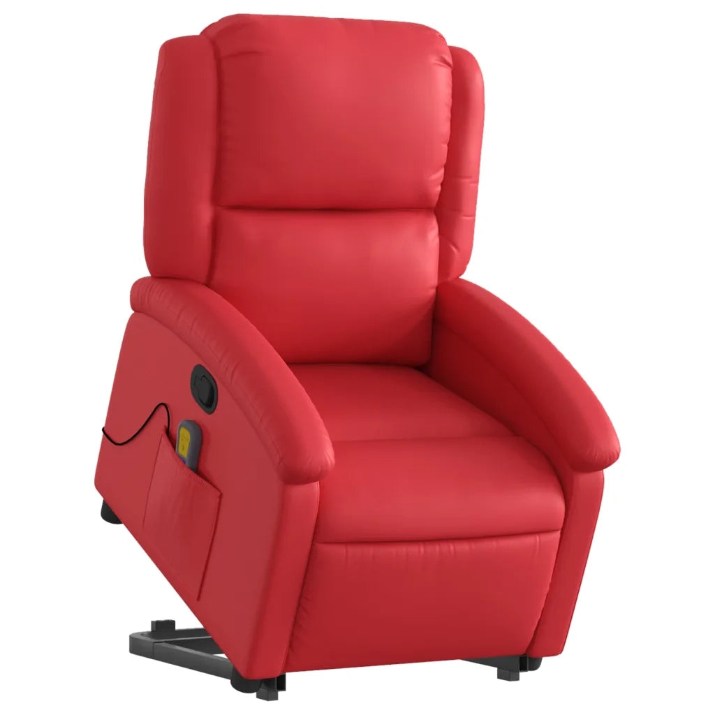 Poltrona | Sedia Relax Alzapersona Reclinabile Massaggio Rosso in Similpelle