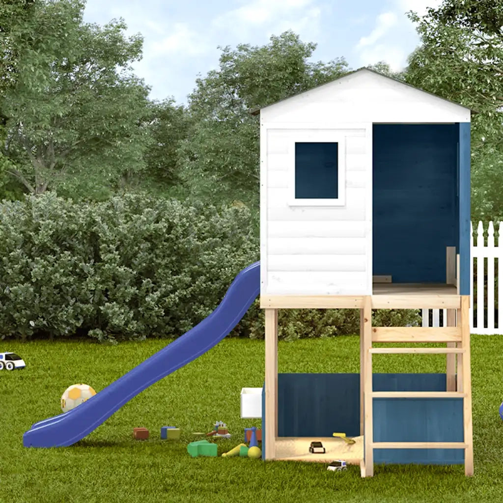 vidaXL Set da Gioco da Esterno in Legno Massello di Abete Bianco e Blu