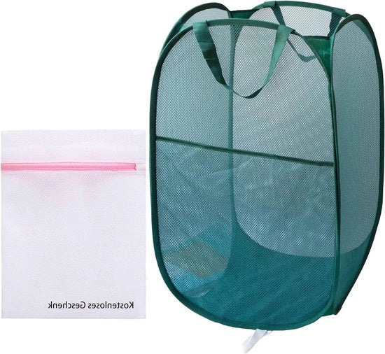 Wandschoner con sacchetto per lavanderia - Set di pannelli per lavanderia 77 litri colore verde