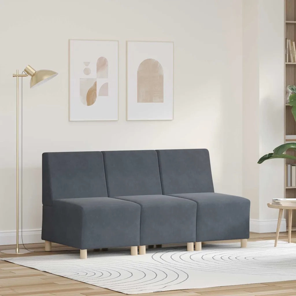 Unità di Divano Modulare Senza Braccioli 3 pcs Grigio scuro