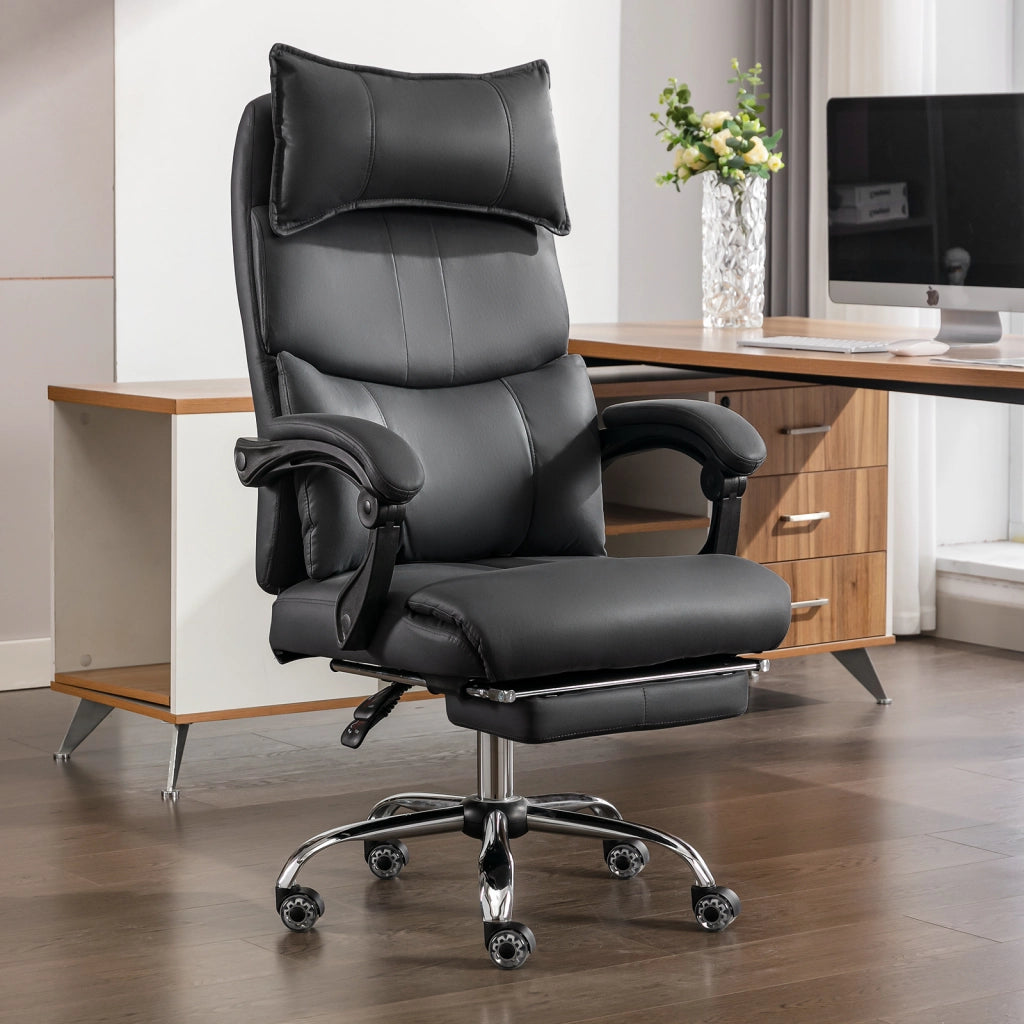 Sedia da ufficio ergonomica in tessuto tecnico con supporto lombare regolabile e braccioli imbottiti nera