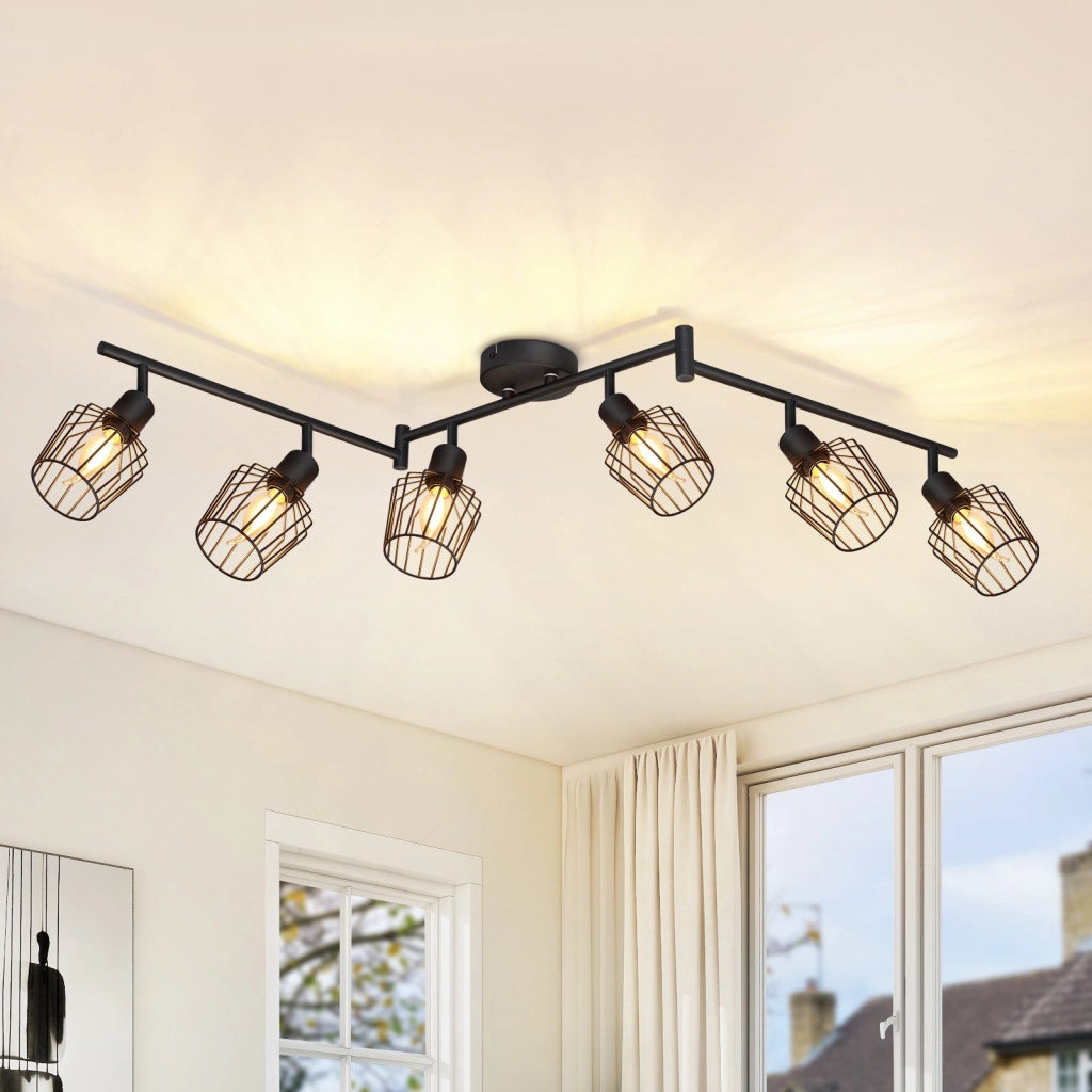 ZMH Faretto da soffitto LED neri 6 fiamme E14 orientabili 350° industriali dimmerabili