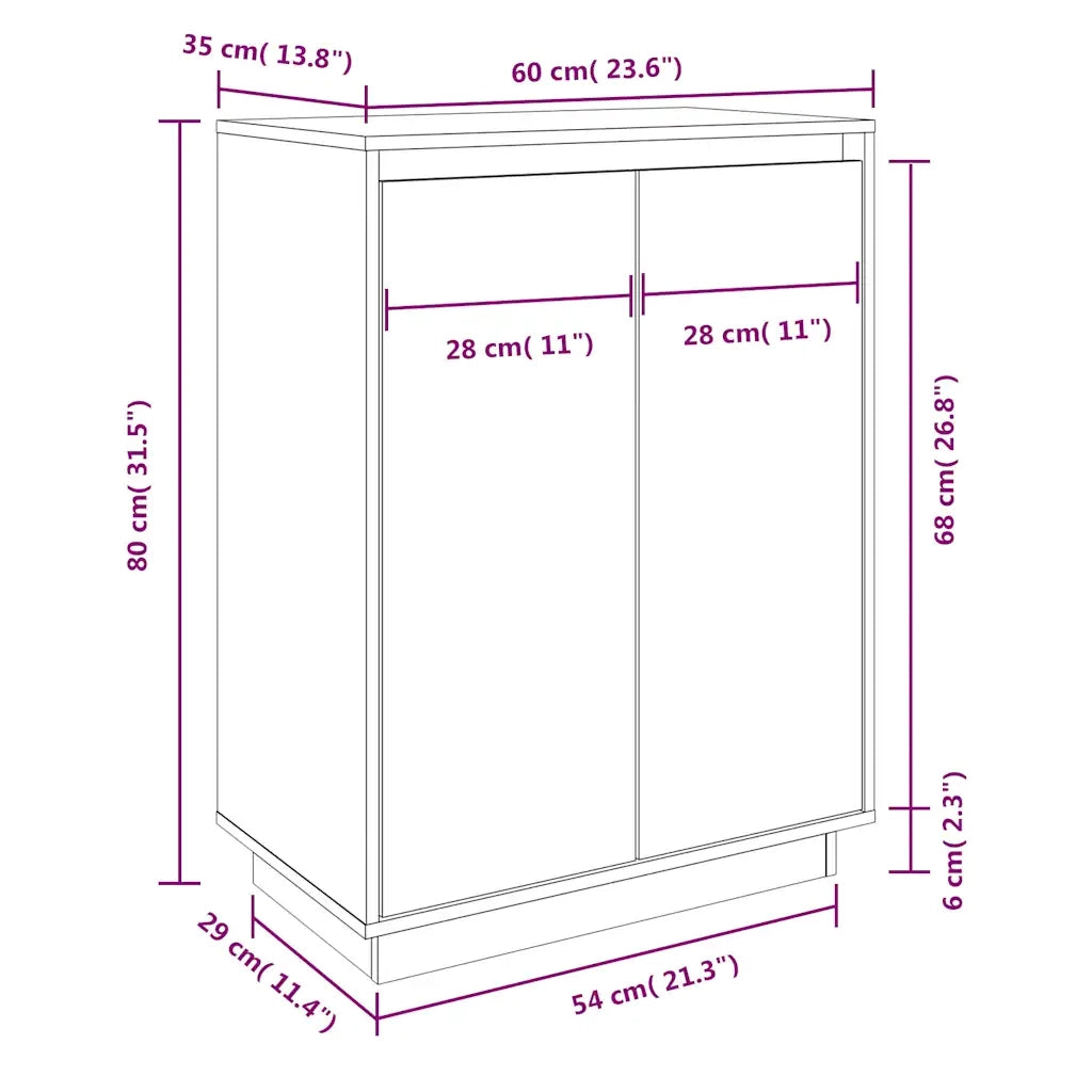 Scarpiera 60x35x80 cm in Legno Massello di Pino 813530