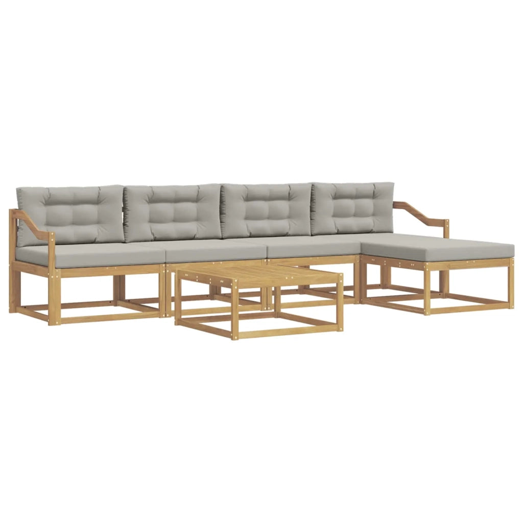 Set di divani da esterno 6 pz Bianco e Grigio Chiaro Poliestere 3386355
