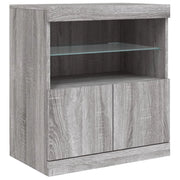 Buffet credenza cassettiera armadio mobile contenitore organizer per cucina soggiorno salotto con luci LED Sonoma 60 x 37 x 67 cm grigio 02_0030080
