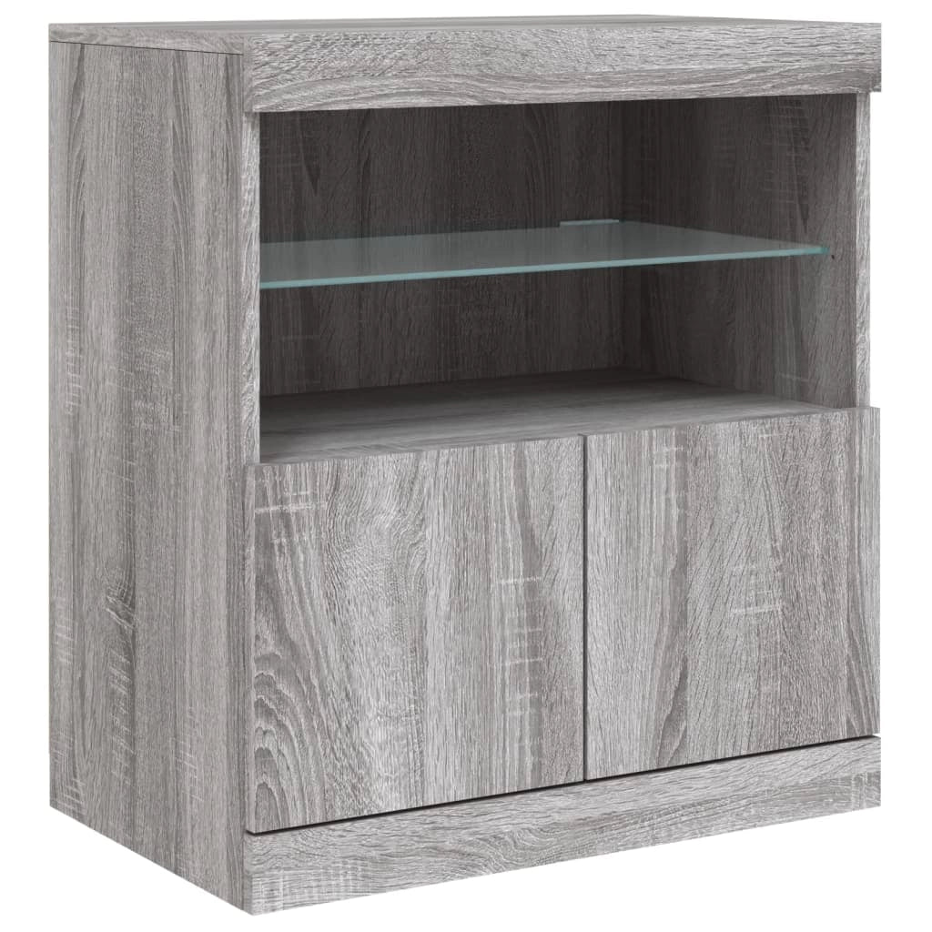 Buffet credenza cassettiera armadio mobile contenitore organizer per cucina soggiorno salotto con luci LED Sonoma 60 x 37 x 67 cm grigio 02_0030080