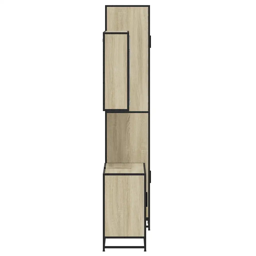 Set Mobili da Bagno 3 pz Rovere Sonoma in Legno Multistrato
