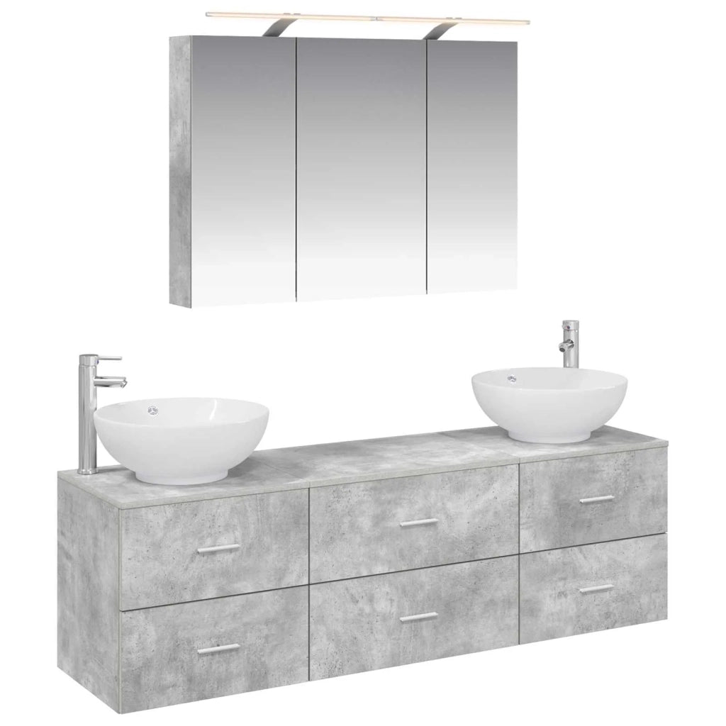Set di mobili per il bagno 4 pcs Grigio Cemento 3406938