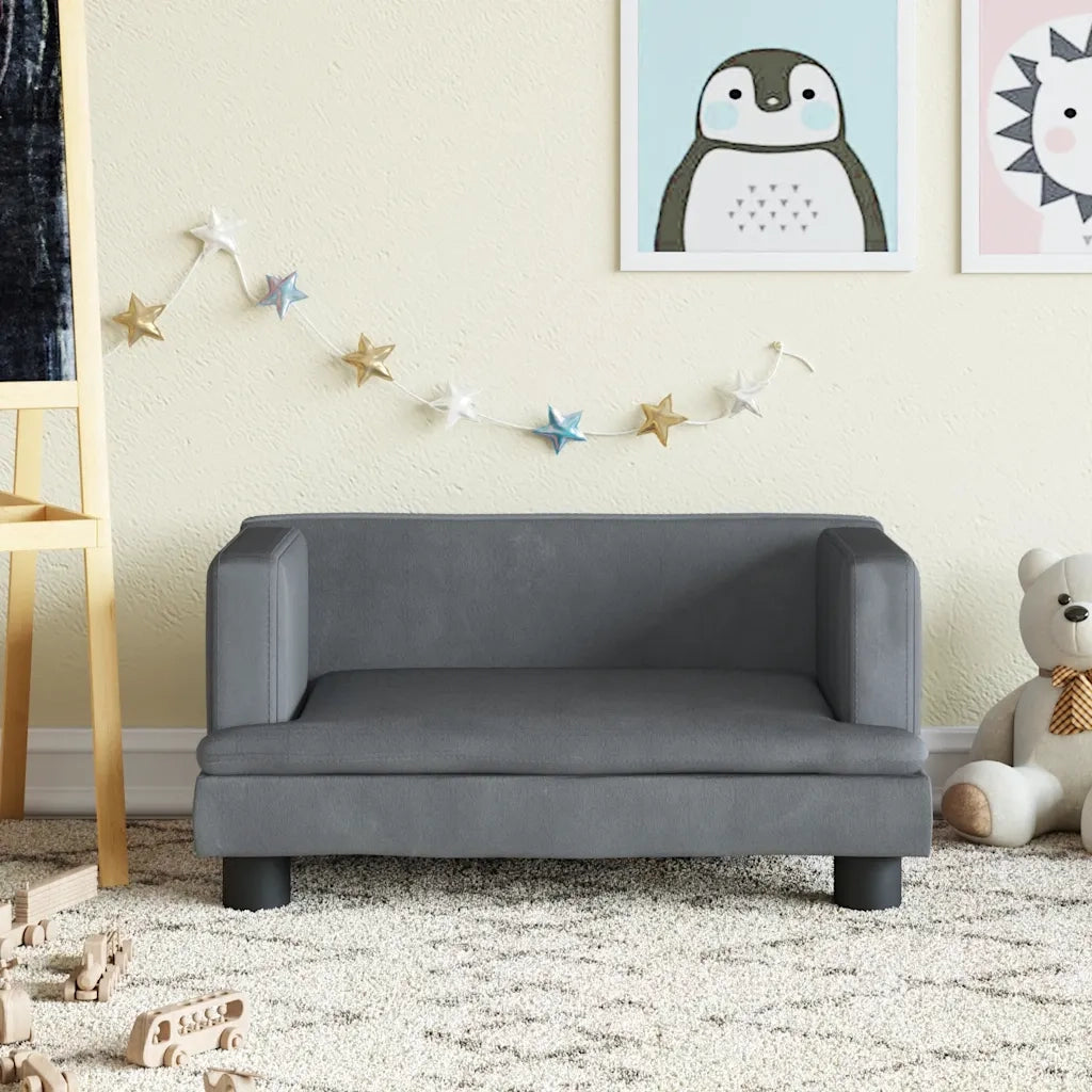 Divano per Bambini-Sofa-Divanetto Grigio Scuro 60x40x30 cm in Velluto
