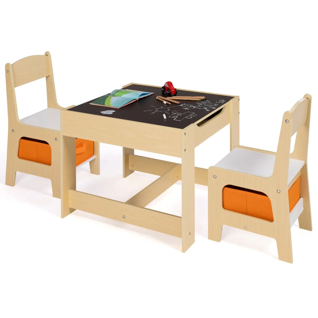 IDMarket - Tavolo da disegno reversibile + 2 sedie GABRIEL con vassoio in faggio