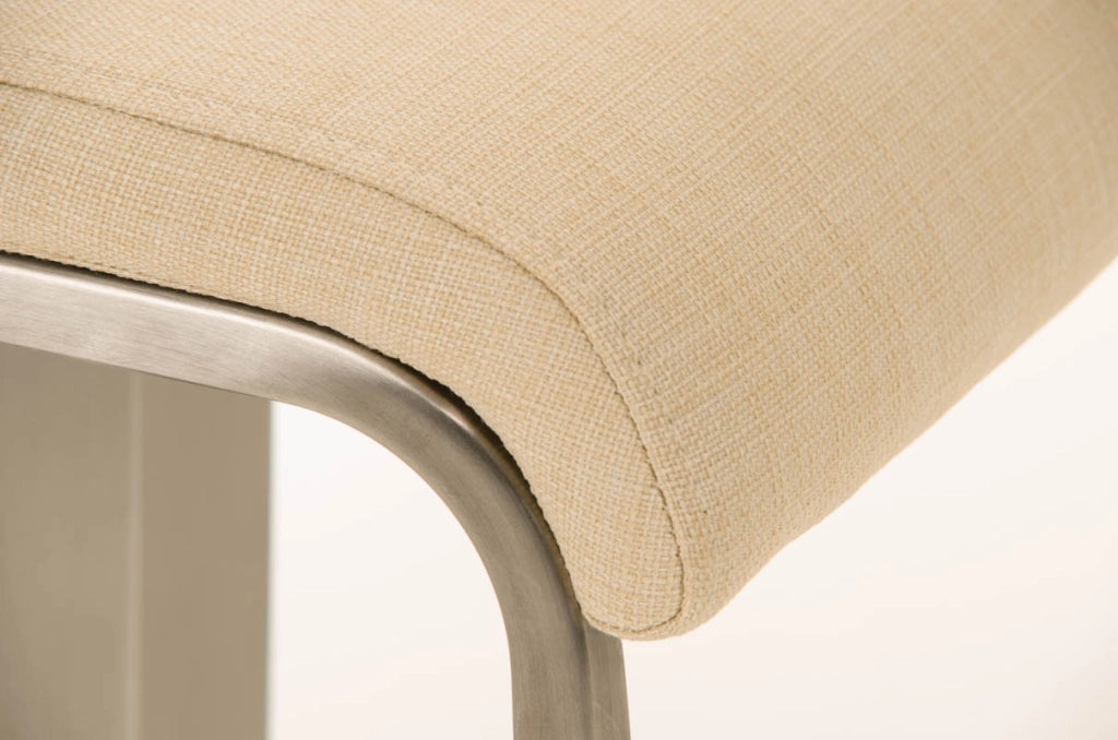 Sgabello Bar Lameng In Tessuto E Acciaio Inox crema