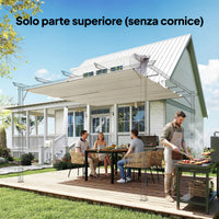 Telo per Pergola 288x298 cm con Fori di Drenaggio in Poliestere Traspirante UV30+ Beige