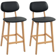 Sgabelli da Bar ¨C Zephmum ¨C 2 Pezzi, Struttura in Legno, Rivestimento in Similpelle Nero