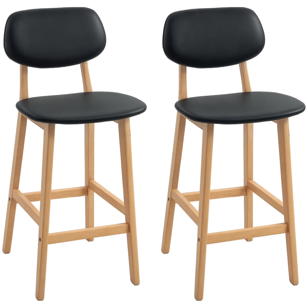 Sgabelli da Bar ¨C Zephmum ¨C 2 Pezzi, Struttura in Legno, Rivestimento in Similpelle Nero