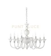 LAMPADARIO TEBE 8 LUCI BIANCO E CROMO ATTACCO E14 D.87CM