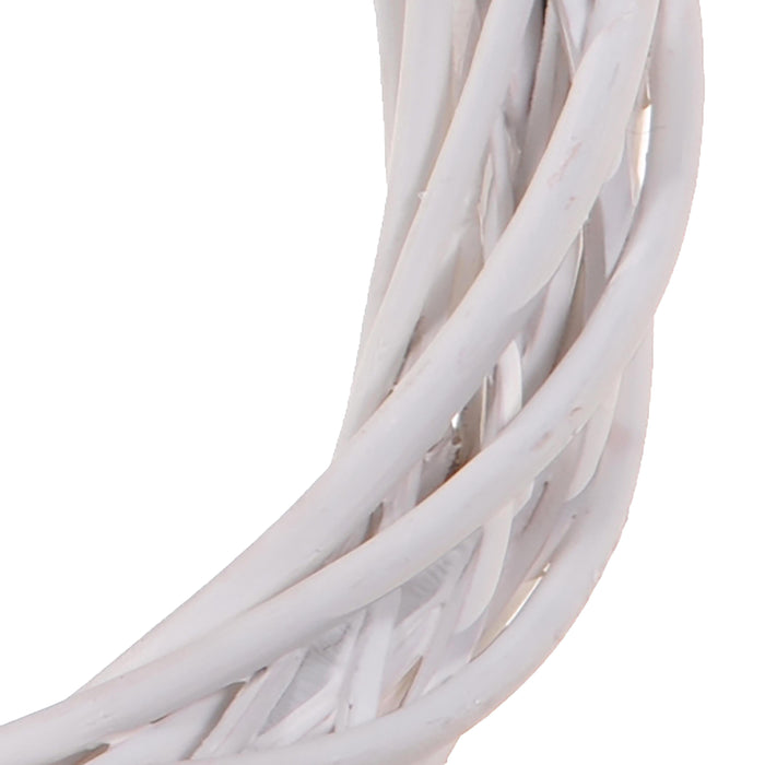 Set 6 Coroncine Bianche di Rattan Larghezza 25 cm