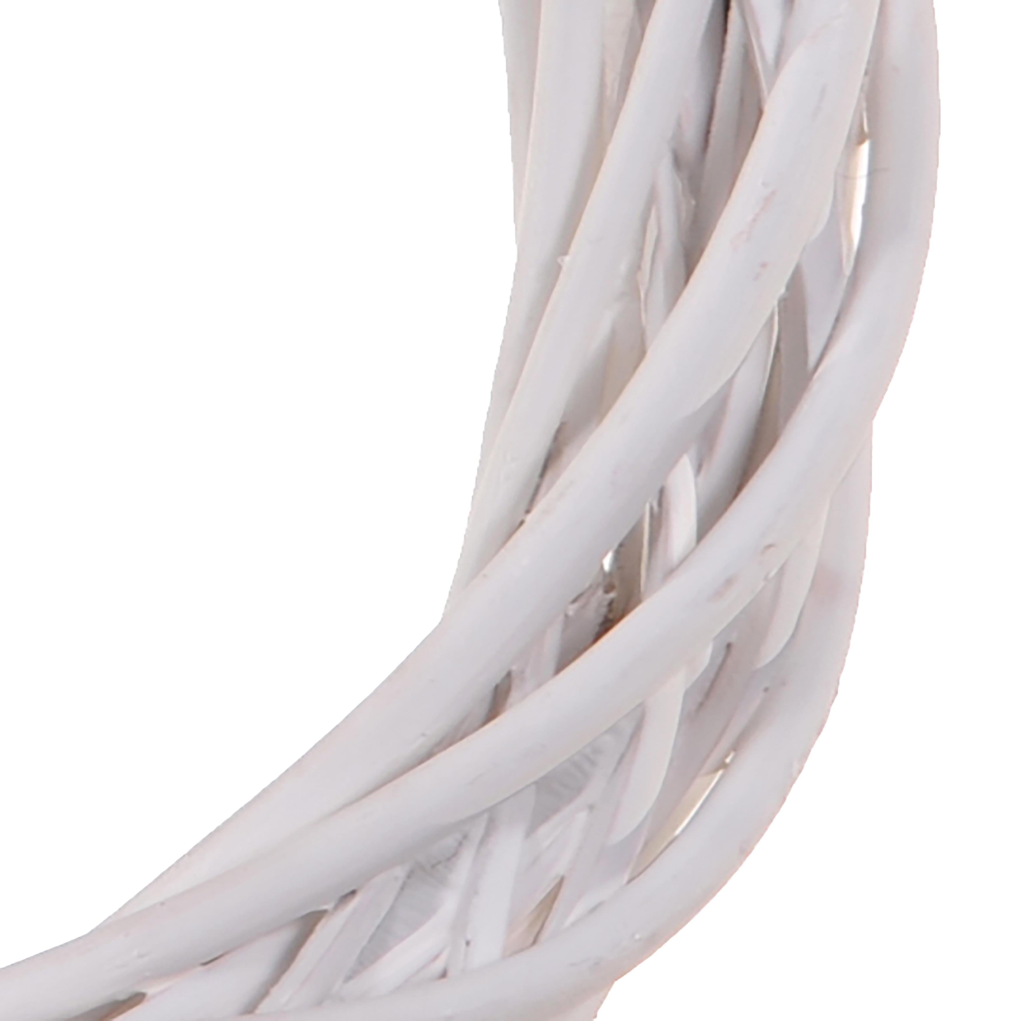 Set 9 Coroncine Bianche di Rattan Larghezza 20 cm