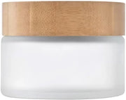 Cratere in vetro trasparente 100g - contenitore rotondo - coperchio in bambù - per crema corporea/lotion - contenitore cosmetico