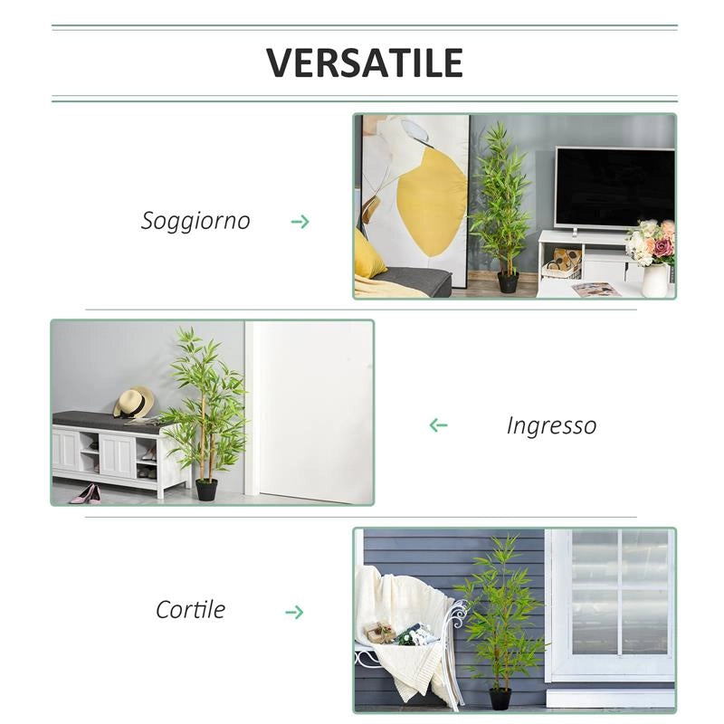 BAMBÙ IN VASO ARTIFICIALE PER INTERNO ED ESTERNO ALTA 120 CM VERDE