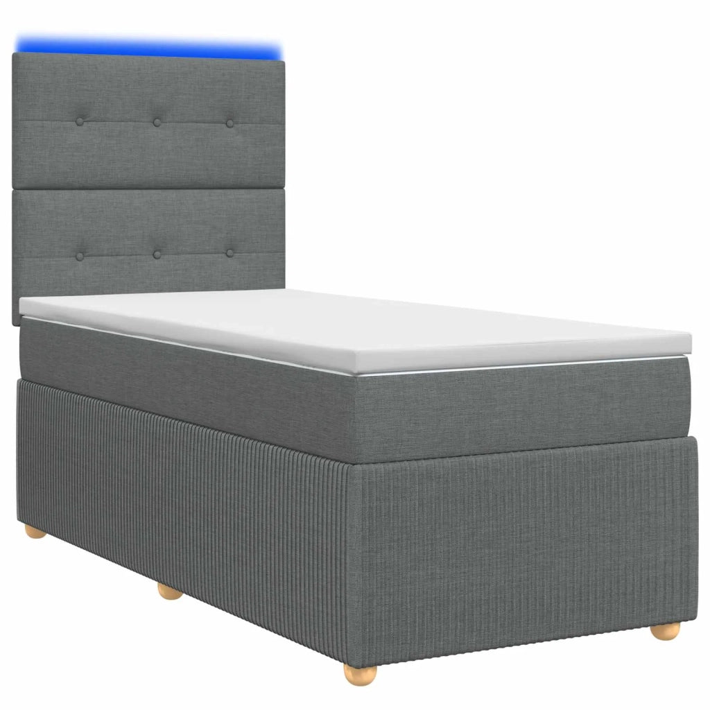 Letto Box Spring LED con Materasso Grigio Scuro 90 x 190 cm 3455749
