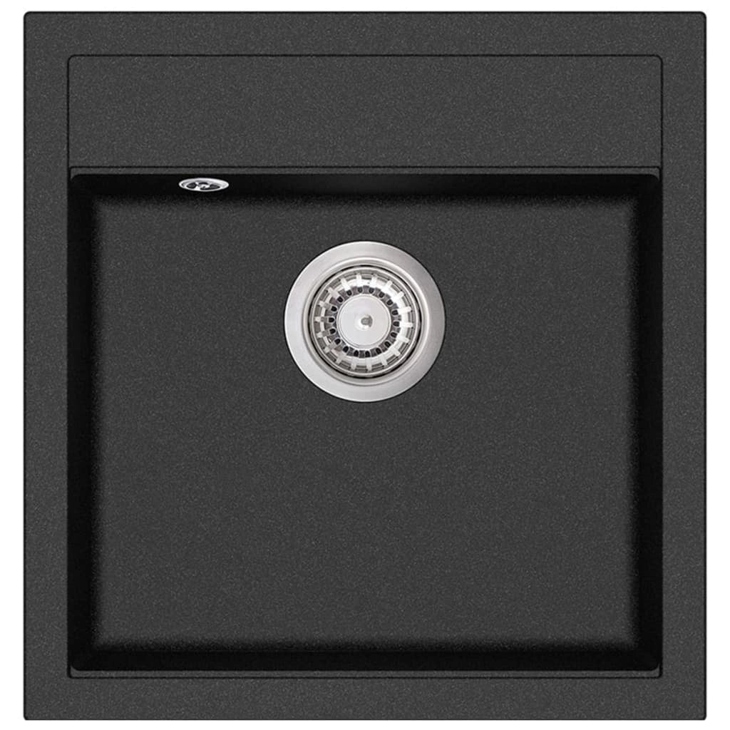 Lavello da cucina in granito vasca singola 49 x 51 cm nero 02_0002317