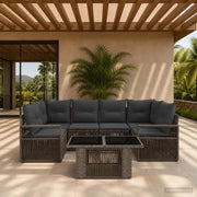 Set Divano da Giardino 7 pz Grigio e Grigio Scuro polyrattan 3437057