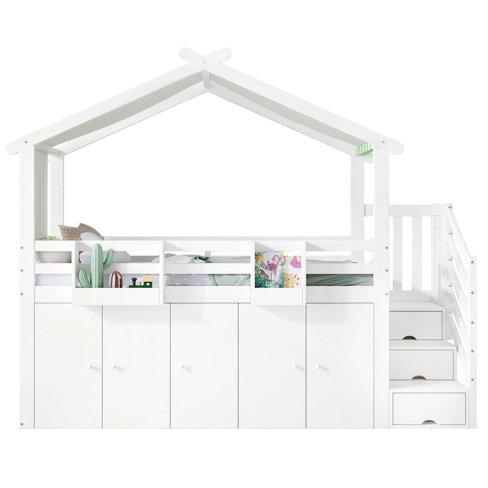 Letto a Castello Bambini con Armadio e Cassetti ¨C MINIMAL ¨C Pino Bianco 90x200