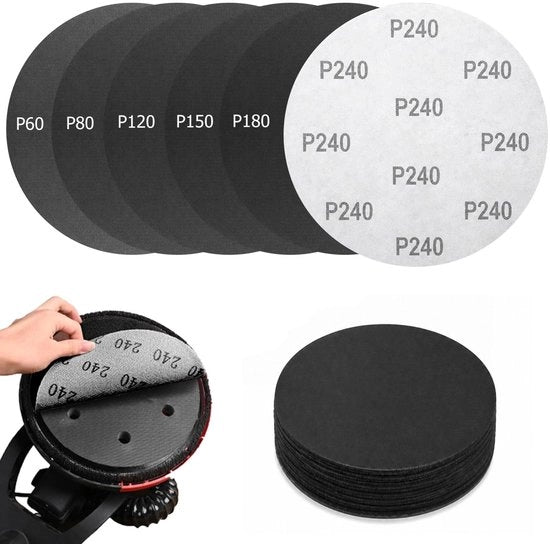 Set di 30 schiacciatoi a viti 225 mm con nastro adesivo - Set di corde di abrasivo P60/P80/P120/P150/P180/P240 - Rondi - Per uso con macchina per la sezione a secco - Carta abrasiva