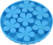 Bacino per cani anti-scrocchiante, alimentatore lento per animali gatto/cane in gomma silicone morbido Carino a forma di fiore - blu - 205*205*17mm