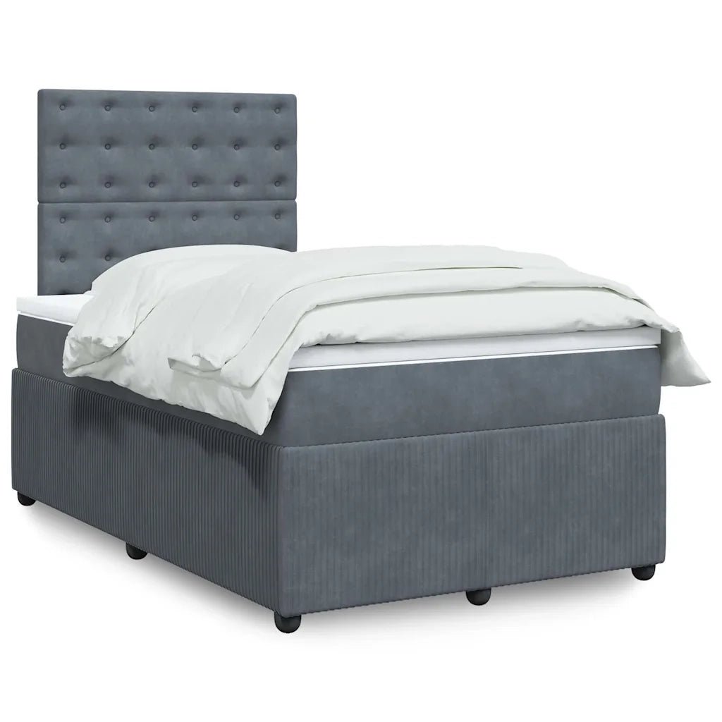 Giroletto a Molle con Materasso Grigio Scuro 120x190 cm Velluto