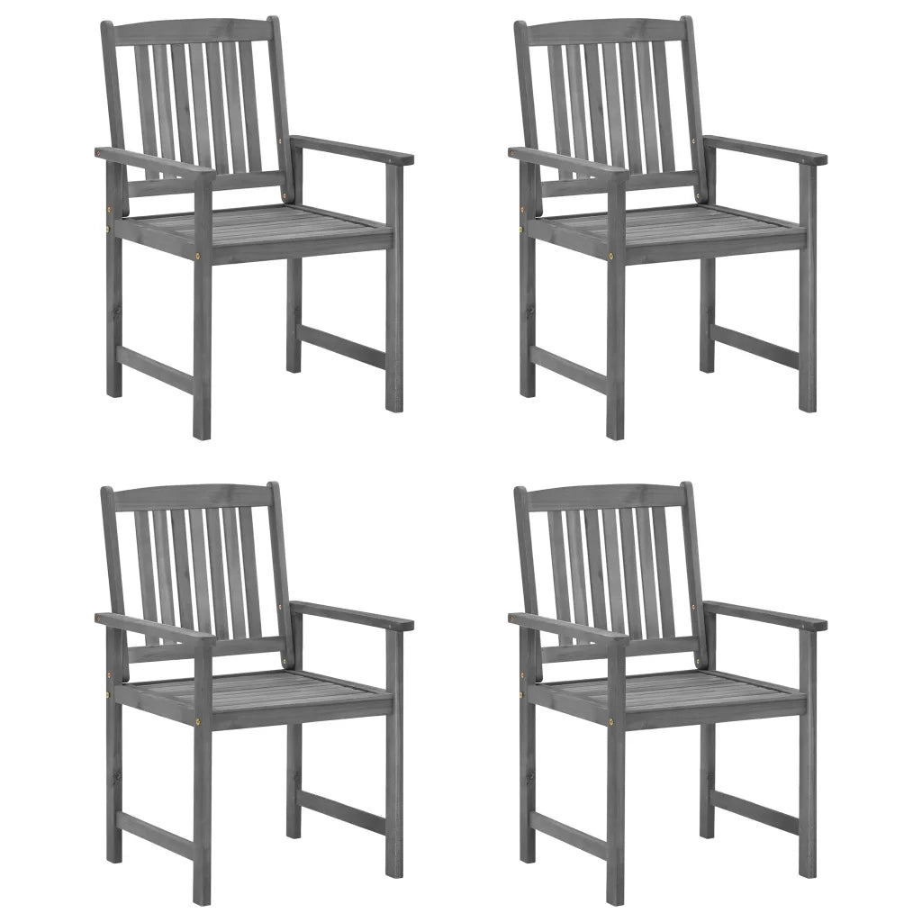 Sedie da Giardino con Cuscini 4 pz in Massello di Acacia Grigio cod mxl 7914