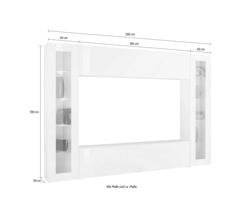 Mobile Soggiorno Bellizzi, Parete Attrezzata 11 Ripiani Made in Italy, 260x30x180h cm Nero Antracite