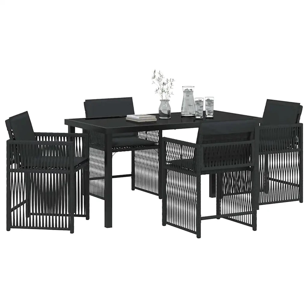 Set da Pranzo per Giardino 5 pcs Nero polyrattan 3380774