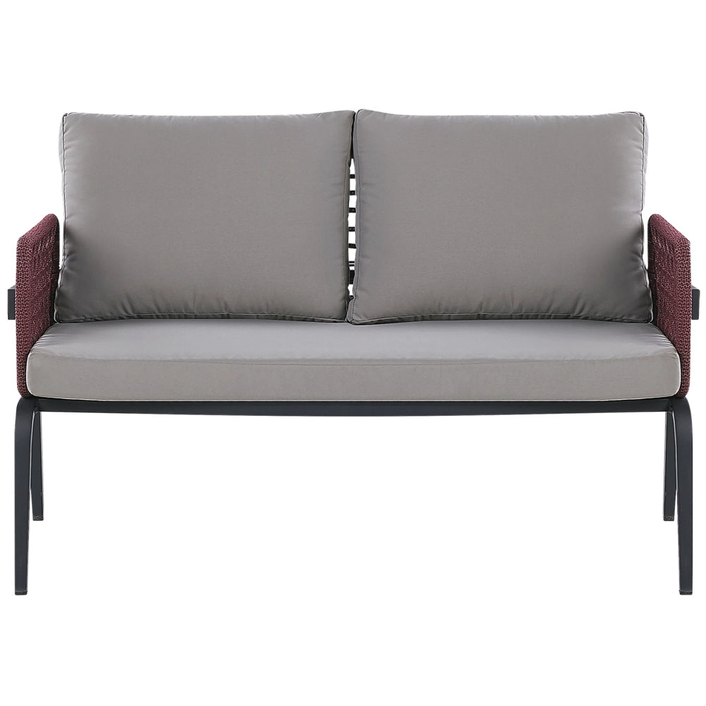 Set Divano da Esterno Grigio per 4 Persone Struttura in Alluminio Divano Poltrone con Cuscini in Tessuto Tavolino Design Moderno