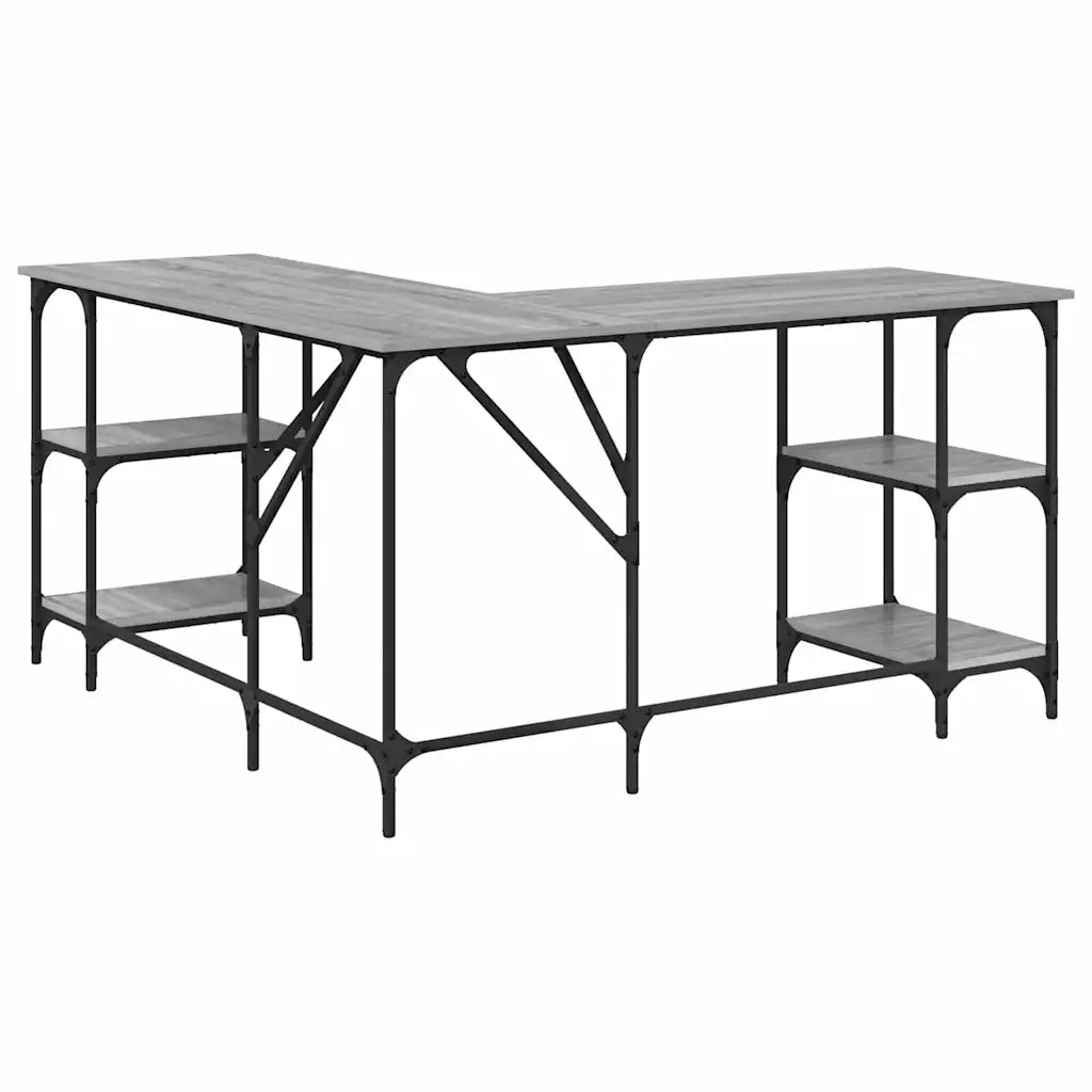 Scrivania Grigio Sonoma 139x139x75 cm in Legno Multistrato 837595