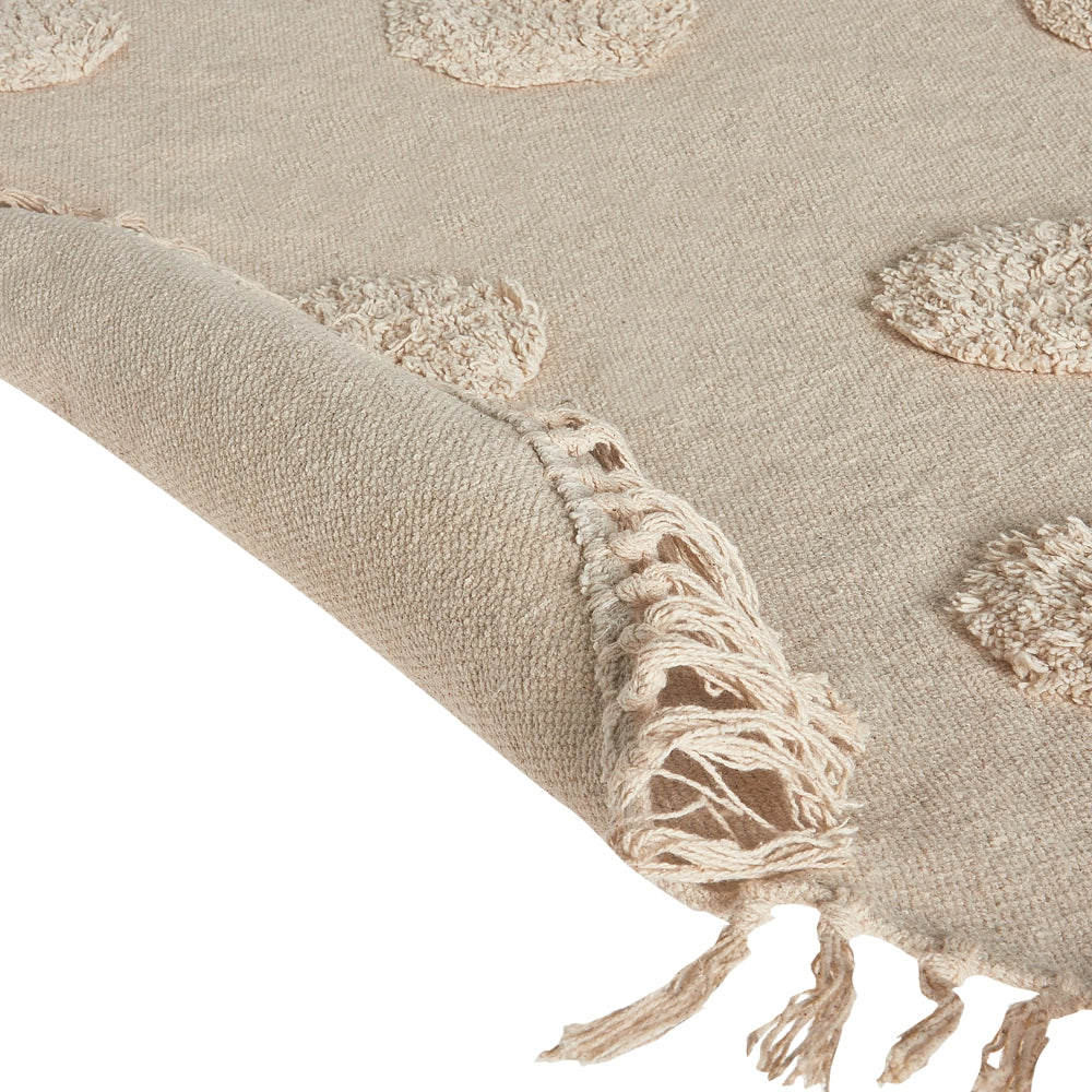 Tappeto Beige Cotone ø 140 cm Rotondo Nappe Decorative Stile Boho Soggiorno Bambini Camera dei Bambini
