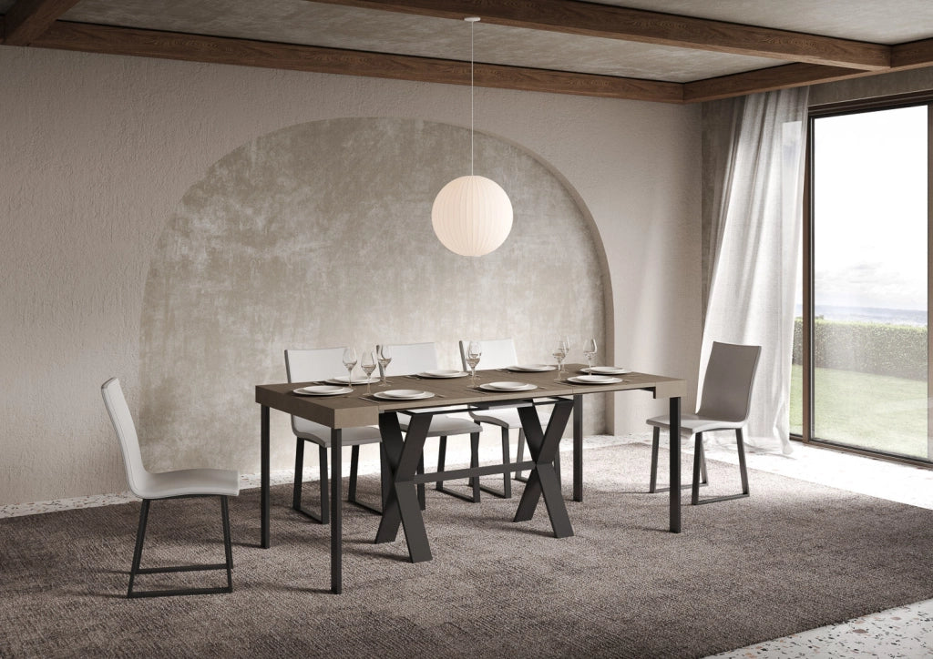 Consolle Allungabile 90-196x40x77 cm Xenia Small Tortora Telaio Antracite