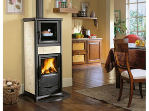 la nordica stufa a legna rossella plus forno evo col. liberty panna cod:ferx.vit49548