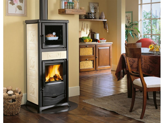 la nordica stufa a legna rossella plus forno evo col. liberty panna cod:ferx.vit49548