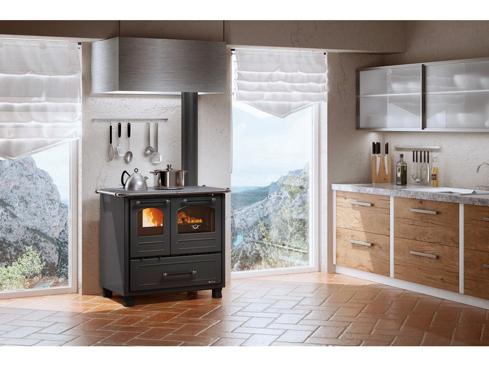 la nordica cucina a legna family 4,5 col. nero antracite cod:ferx.vit49556