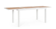Tavolo Allungabile da Esterno 140-210x77x75h cm in Alluminio e Polywood Hilija Naturale e Bianco