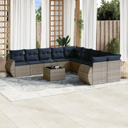 Set Divani da Giardino 11 pz con Cuscini Grigio in Polyrattan 3221920
