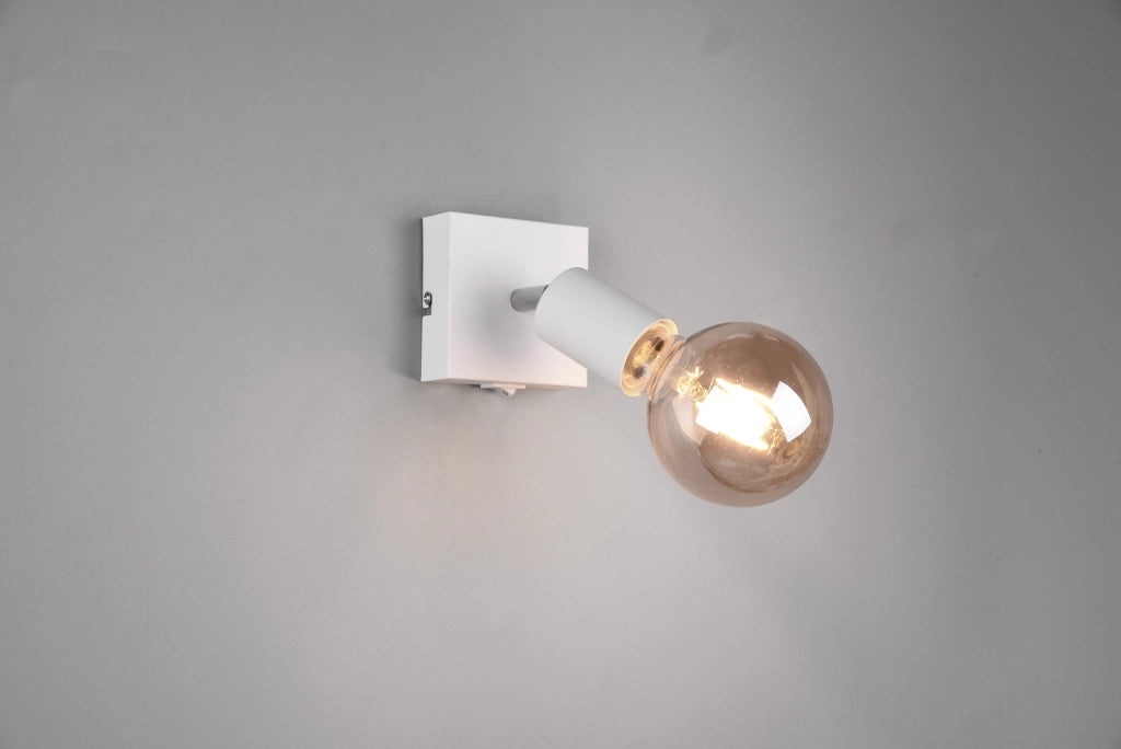 Faretto Spot Orientabile Parete Muro Bianco con Interruttore Vannes GD Trio
