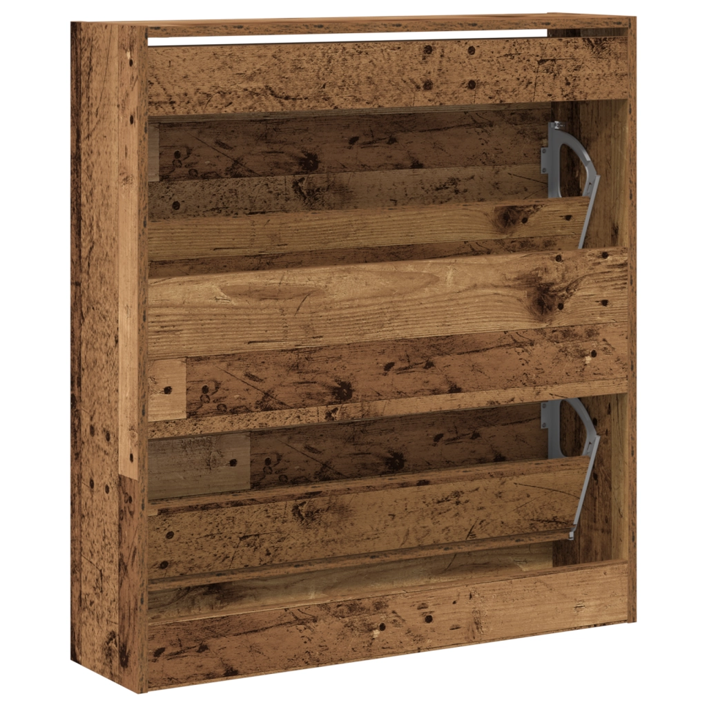 Mobile per Scarpe  con Cassetto Flip in Legno Antico 80x21x87,5 cm
