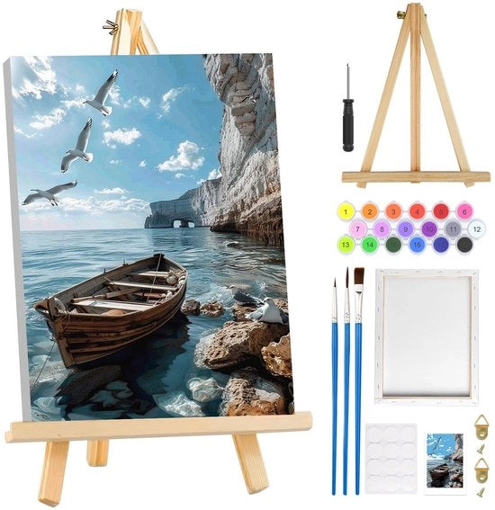 Pittura su Misura - Paesaggio con Cornice - Facile da Fare da Soli - Adatto per Adulti/Basici - Decorazione per Parete - Tela 8 x 30,5 cm - Set di Pittura