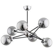 Lampada a sospensione Resto cromo nero 6xE14 sfere fumo