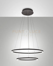 GIOTTO SOSPENSIONE 2 LUCI NERA D.60+D.40CM A LED 3000K - 52W - 5320 lm DIMMERABILE SMART C/ACC.