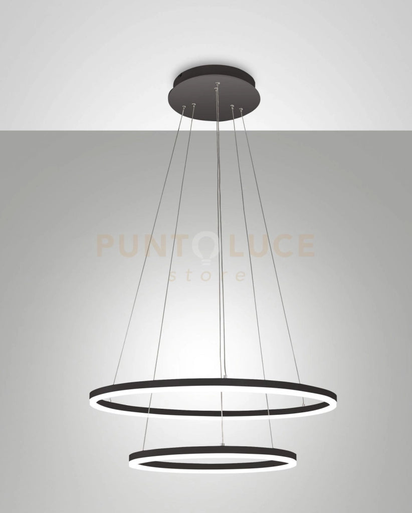 GIOTTO SOSPENSIONE 2 LUCI NERA D.60+D.40CM A LED 3000K - 52W - 5320 lm DIMMERABILE SMART C/ACC.